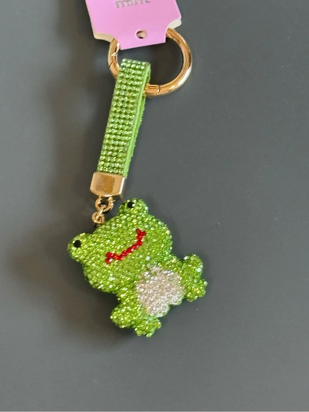 Mint Rhinestone Frog Keychain Bag Charm NWT